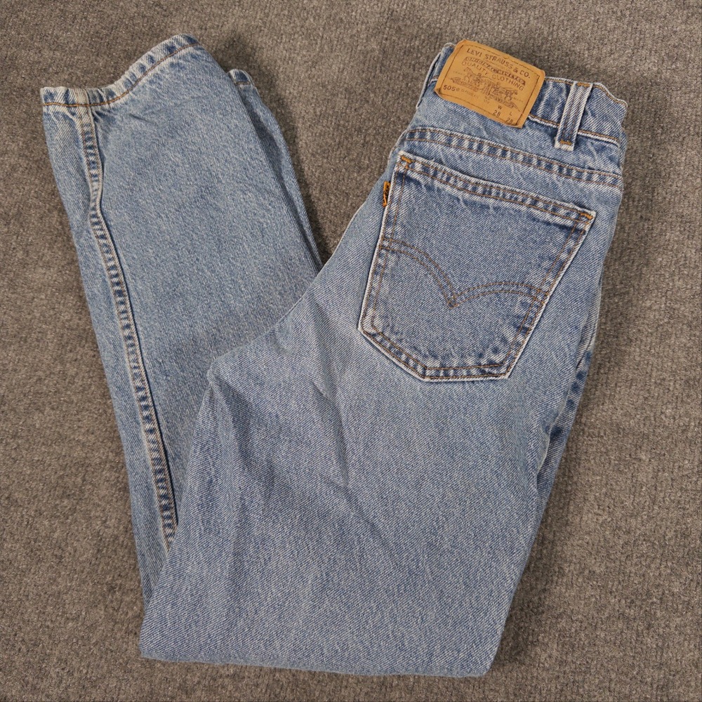 Vintage Levis 505 Student Jeans 28x28 Orange Tab Made in USA Light Wash #4771